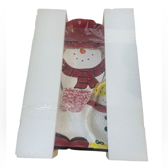 Cardinal Snowfolk Snowman Chip and Dip Platter Brand New In Box - Picture 4 of 5
